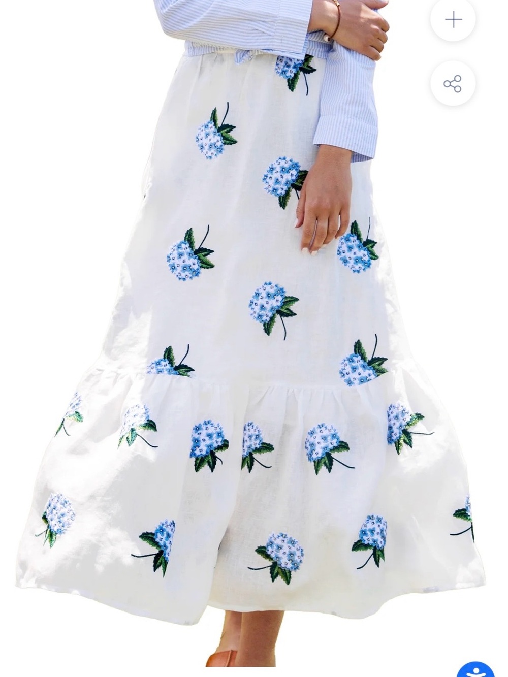 Kiel James Patrick Hydrangea Embroidered Skirt in White - Picture 5 of 12